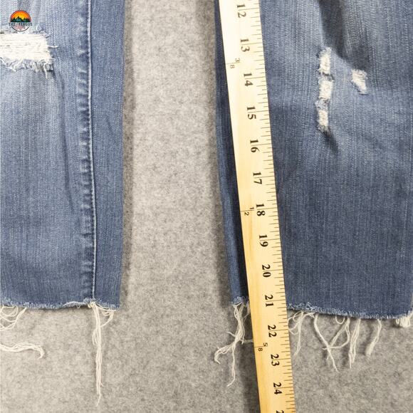 Torrid Bombshell Skinny Jeans Blue Distressed Fringe Denim Women's Plus Size 14S - Picture 7 of 13